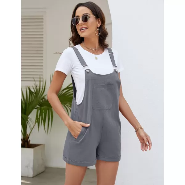 Flygo Women's Short Overalls Summer Casual Cotton Linen Adjustable Bib Shortalls Jumpsuits Romper Shorts with Pockets