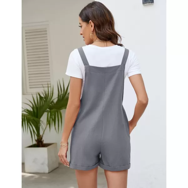 Flygo Women's Short Overalls Summer Casual Cotton Linen Adjustable Bib Shortalls Jumpsuits Romper Shorts with Pockets