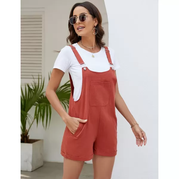 Flygo Women's Short Overalls Summer Casual Cotton Linen Adjustable Bib Shortalls Jumpsuits Romper Shorts with Pockets