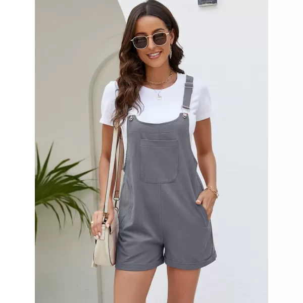 Flygo Women's Short Overalls Summer Casual Cotton Linen Adjustable Bib Shortalls Jumpsuits Romper Shorts with Pockets