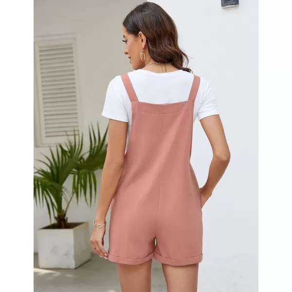 Flygo Women's Short Overalls Summer Casual Cotton Linen Adjustable Bib Shortalls Jumpsuits Romper Shorts with Pockets