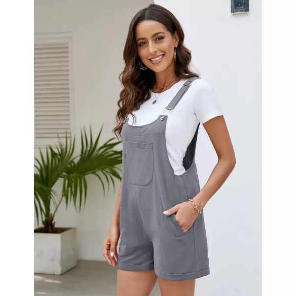 Flygo Women's Short Overalls Summer Casual Cotton Linen Adjustable Bib Shortalls Jumpsuits Romper Shorts with Pockets