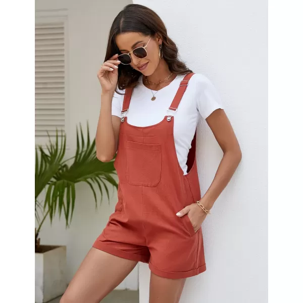 Flygo Women's Short Overalls Summer Casual Cotton Linen Adjustable Bib Shortalls Jumpsuits Romper Shorts with Pockets
