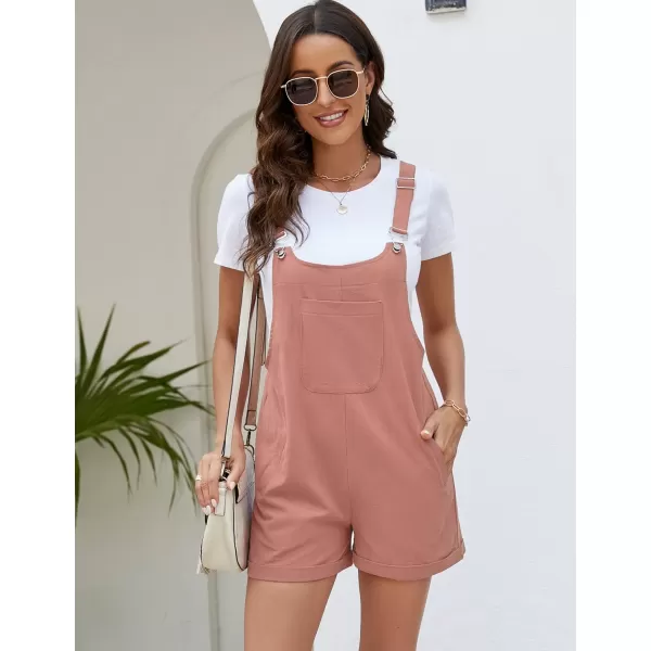 Flygo Women's Short Overalls Summer Casual Cotton Linen Adjustable Bib Shortalls Jumpsuits Romper Shorts with Pockets
