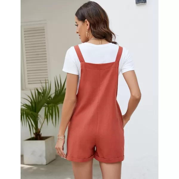 Flygo Women's Short Overalls Summer Casual Cotton Linen Adjustable Bib Shortalls Jumpsuits Romper Shorts with Pockets