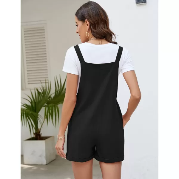 Flygo Women's Short Overalls Summer Casual Cotton Linen Adjustable Bib Shortalls Jumpsuits Romper Shorts with Pockets