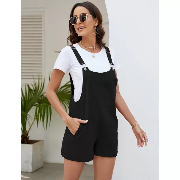 Flygo Women's Short Overalls Summer Casual Cotton Linen Adjustable Bib Shortalls Jumpsuits Romper Shorts with Pockets