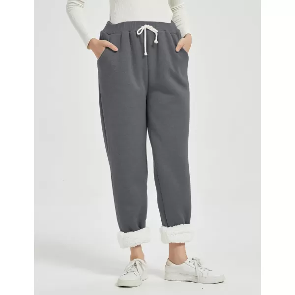 Flygo Women's Winter Warm Fleece Joggers Pants Sherpa Lined Athletic Active Sweatpants