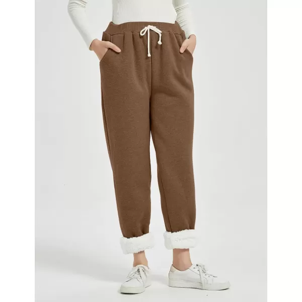 Flygo Women's Winter Warm Fleece Joggers Pants Sherpa Lined Athletic Active Sweatpants