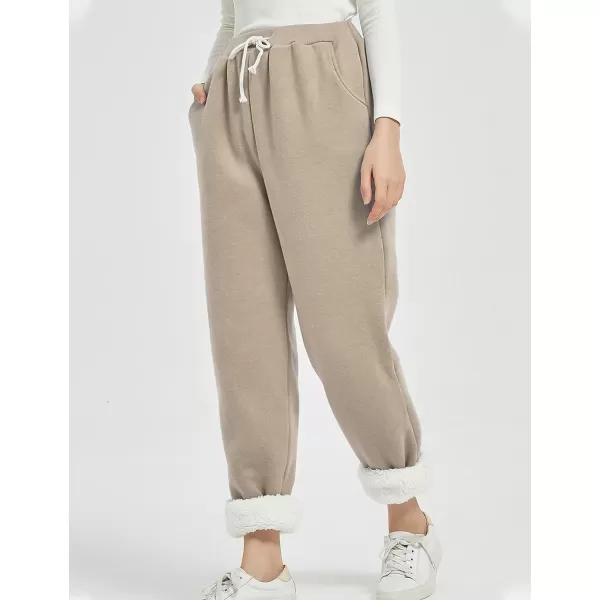 Flygo Women's Winter Warm Fleece Joggers Pants Sherpa Lined Athletic Active Sweatpants