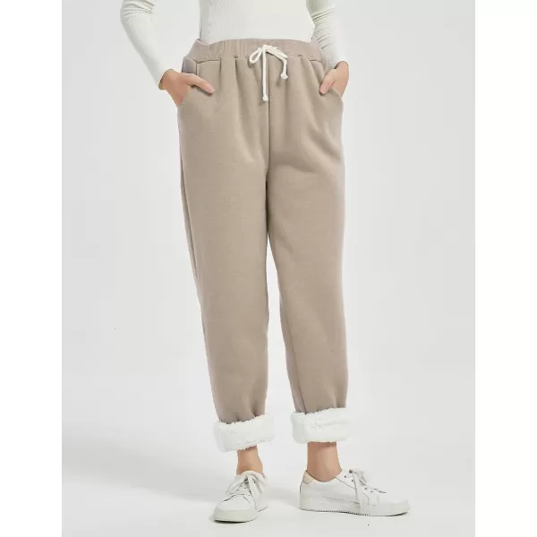 Flygo Women's Winter Warm Fleece Joggers Pants Sherpa Lined Athletic Active Sweatpants