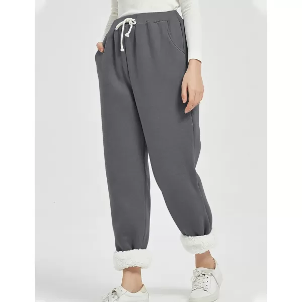 Flygo Women's Winter Warm Fleece Joggers Pants Sherpa Lined Athletic Active Sweatpants