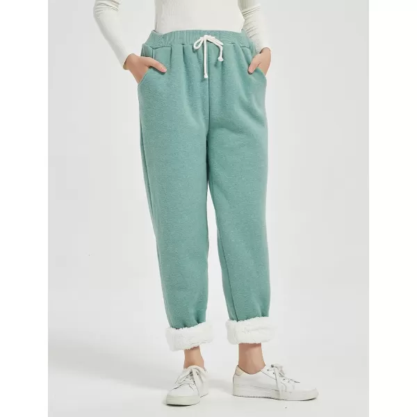 Flygo Women's Winter Warm Fleece Joggers Pants Sherpa Lined Athletic Active Sweatpants