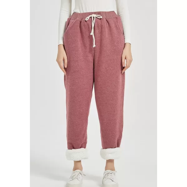 Flygo Women's Winter Warm Fleece Joggers Pants Sherpa Lined Athletic Active Sweatpants