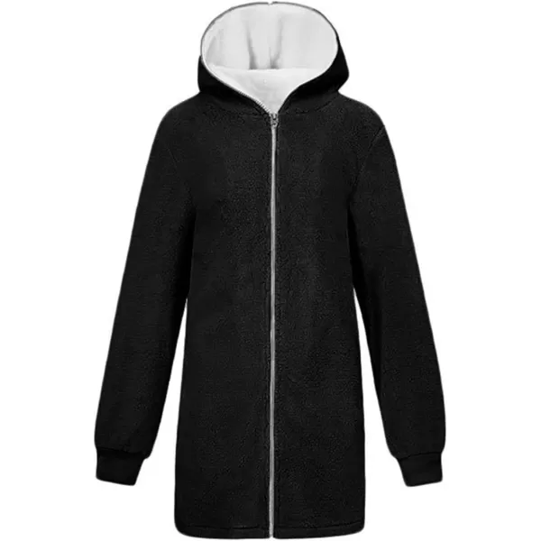 Flygo Women's Winter Warm Fuzzy Fleece Full Zipper Hooded Jacket Sherpa Sweatshirts Coat Outwear