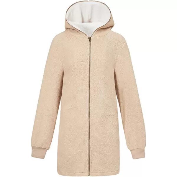 Flygo Women's Winter Warm Fuzzy Fleece Full Zipper Hooded Jacket Sherpa Sweatshirts Coat Outwear