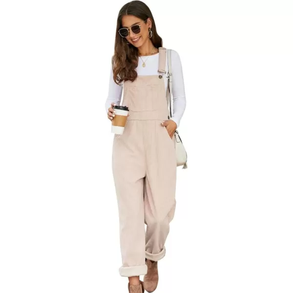 Flygo Corduroy Overalls for Women Loose Fit Adjustable Straps Long Bib Pants Wide Leg Jumpsuits