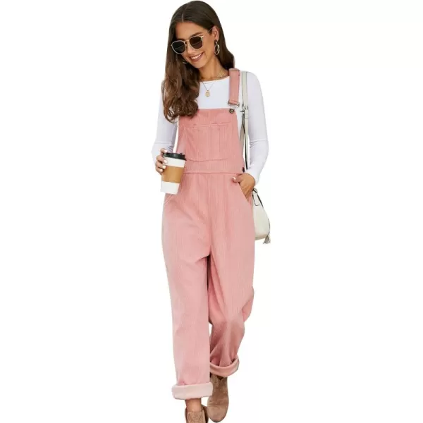 Flygo Corduroy Overalls for Women Loose Fit Adjustable Straps Long Bib Pants Wide Leg Jumpsuits