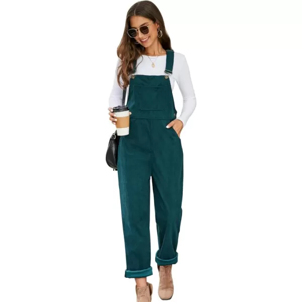 Flygo Corduroy Overalls for Women Loose Fit Adjustable Straps Long Bib Pants Wide Leg Jumpsuits