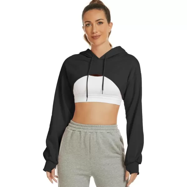 Flygo Crop Top Hoodies for Women Long Sleeve Pullover Super Cropped Hoodie Sweatshirt Tops
