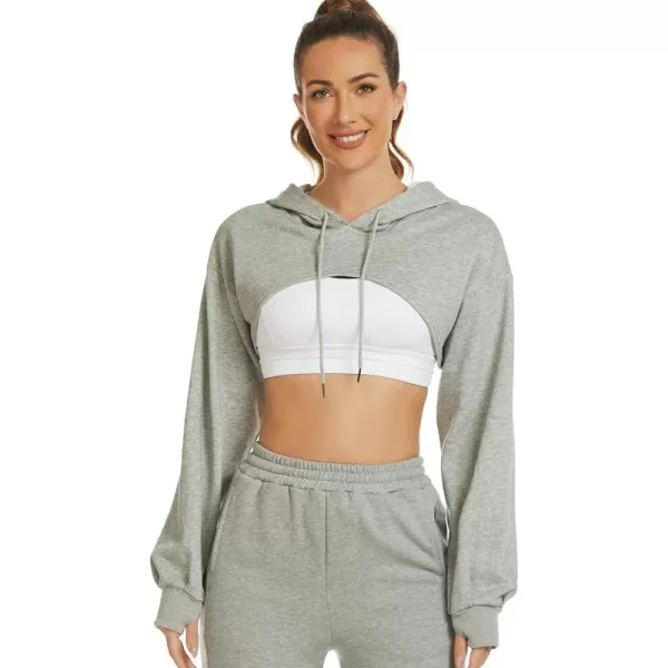 Flygo Crop Top Hoodies for Women Long Sleeve Pullover Super Cropped Hoodie Sweatshirt Tops