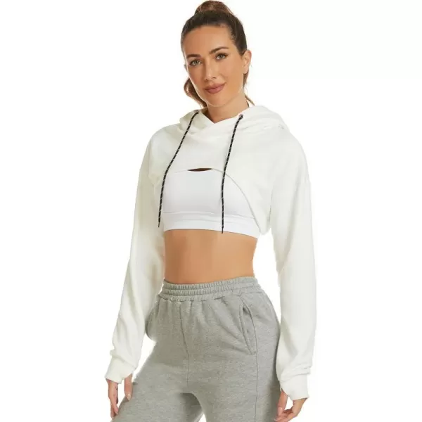 Flygo Crop Top Hoodies for Women Long Sleeve Pullover Super Cropped Hoodie Sweatshirt Tops