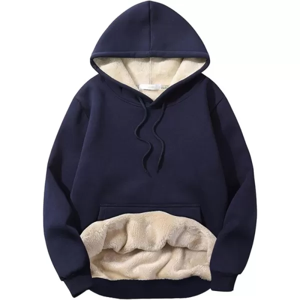 Flygo Men's Casual Fleece Sherpa Lined Hoodie Winter Warm Pullover Hooded Sweatshirt