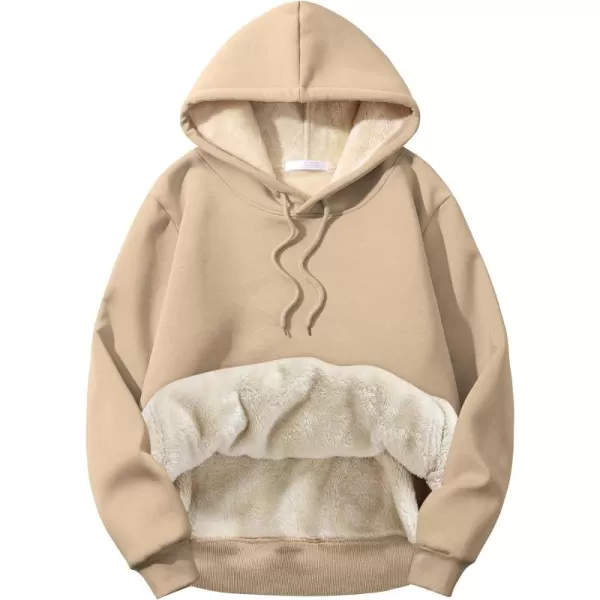 Flygo Men's Casual Fleece Sherpa Lined Hoodie Winter Warm Pullover Hooded Sweatshirt