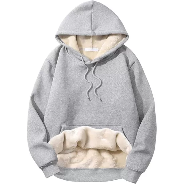 Flygo Men's Casual Fleece Sherpa Lined Hoodie Winter Warm Pullover Hooded Sweatshirt