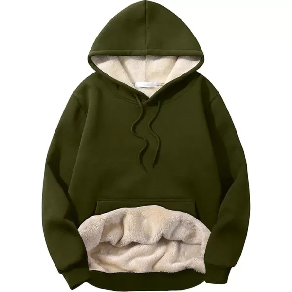 Flygo Men's Casual Fleece Sherpa Lined Hoodie Winter Warm Pullover Hooded Sweatshirt