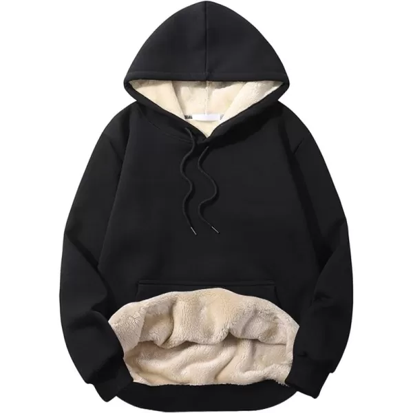 Flygo Men's Casual Fleece Sherpa Lined Hoodie Winter Warm Pullover Hooded Sweatshirt