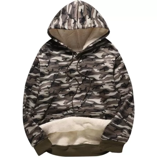 Flygo Men's Casual Fleece Sherpa Lined Hoodie Winter Warm Pullover Hooded Sweatshirt