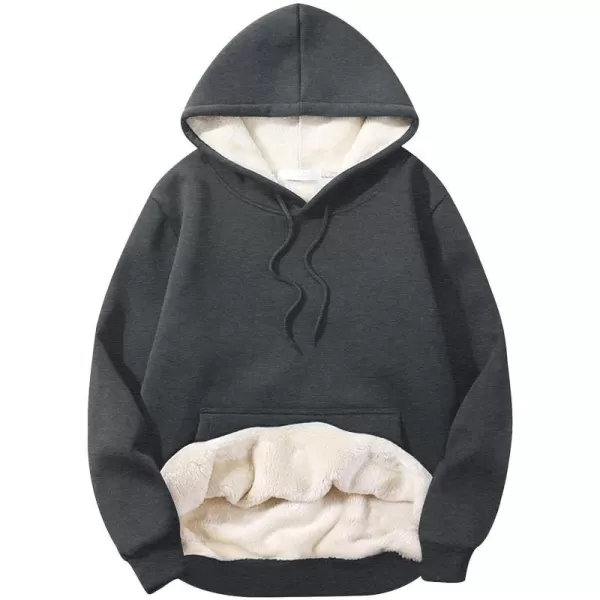 Flygo Men's Casual Fleece Sherpa Lined Hoodie Winter Warm Pullover Hooded Sweatshirt