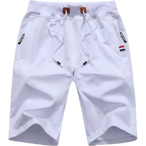 Flygo Mens Casual Knee Length Athletic Shorts with Zipped Pockets