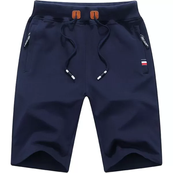 Flygo Mens Casual Knee Length Athletic Shorts with Zipped Pockets