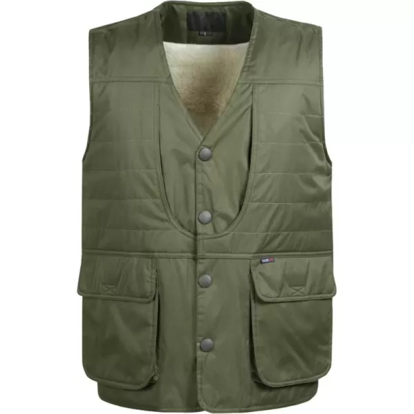 Flygo Men's Casual Warm Fleece Lined Multi Pockets Outdoor Work Fishing Travels Vest