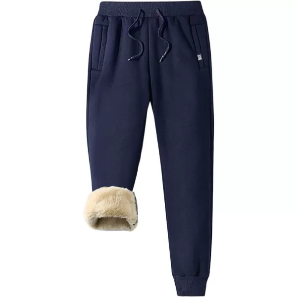 Flygo Men's Fleece Sherpa Lined Sweat Pants Winter Active Running Joggers Pants