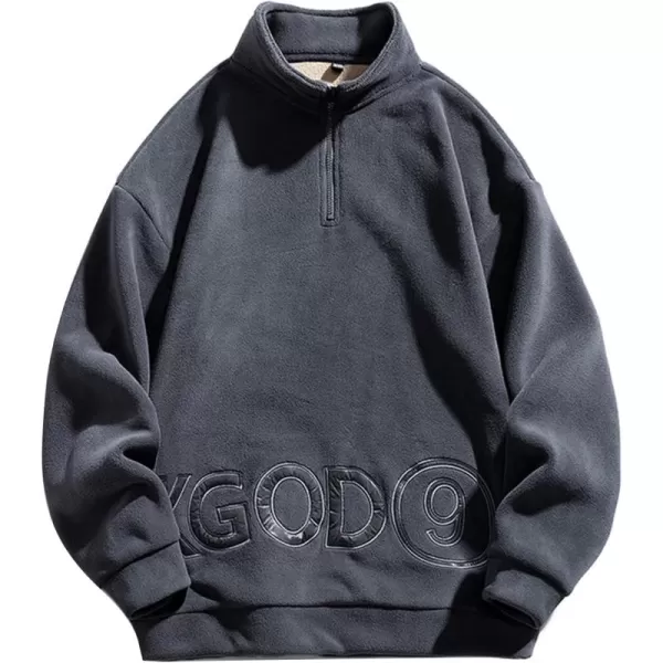 Flygo Mens Fleece Sweatshirt Sherpa Lined Oversized Half Zip Pullover Sweatshirts Tops