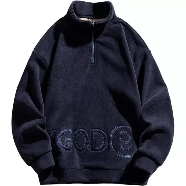 Flygo Mens Fleece Sweatshirt Sherpa Lined Oversized Half Zip Pullover Sweatshirts Tops