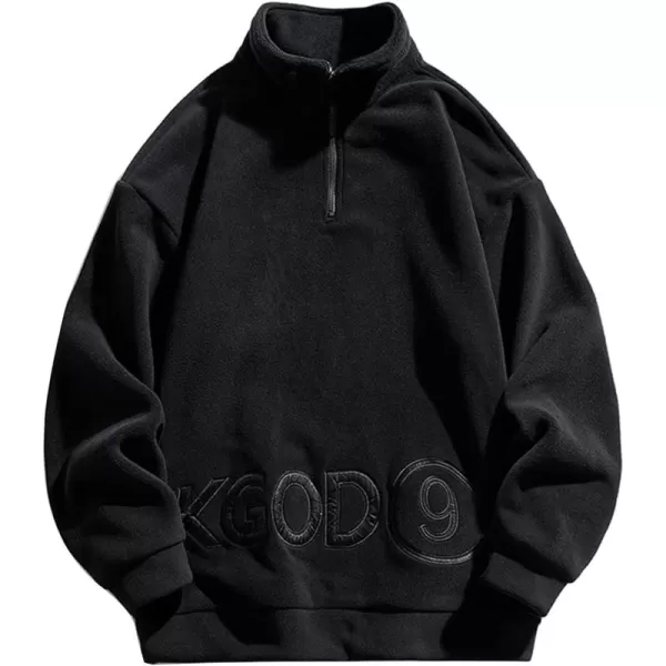 Flygo Mens Fleece Sweatshirt Sherpa Lined Oversized Half Zip Pullover Sweatshirts Tops