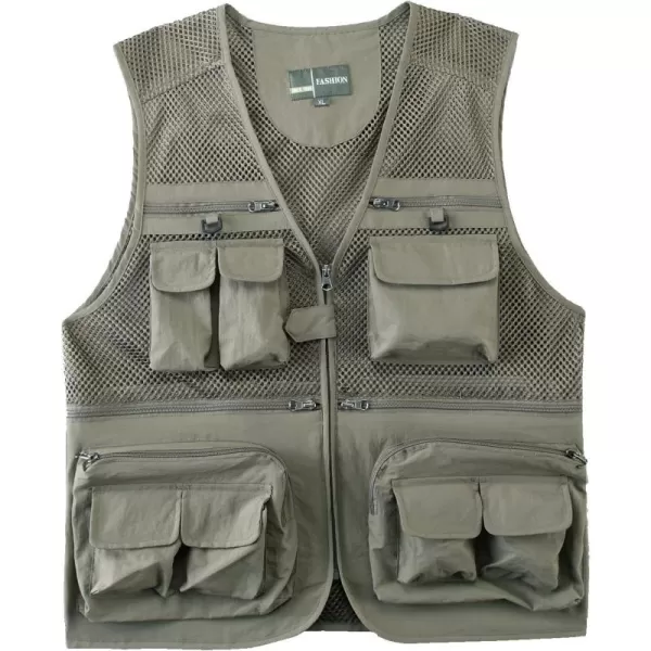 Flygo Mens Mesh Quick Dry Outdoor Work Fishing Travel Photo Vest with Multi Pockets