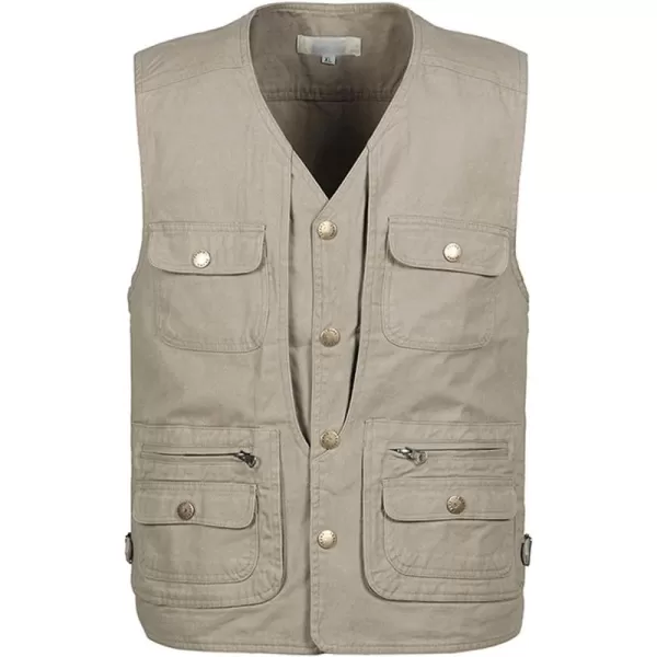 Flygo Men's Multi-Pockets Cotton Lightweight Safari Fishing Photo Outdoor Work Utility Vest