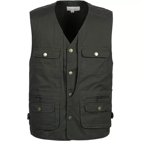 Flygo Men's Multi-Pockets Cotton Lightweight Safari Fishing Photo Outdoor Work Utility Vest