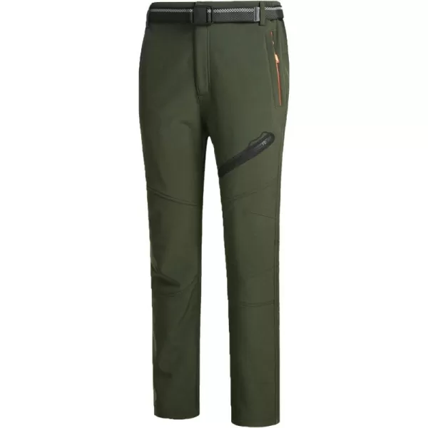 Flygo Mens Outdoor Windproof Waterproof Softshell Fleece Lined Cargo Snow Hiking Pants