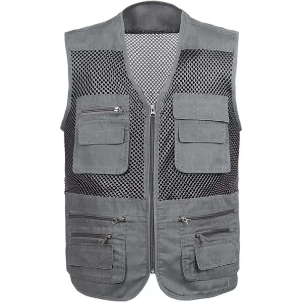 Flygo Men's Summer Mesh Fishing Vest Outdoor Photography Journalist Travel Vest with Pockets