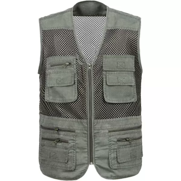 Flygo Men's Summer Mesh Fishing Vest Outdoor Photography Journalist Travel Vest with Pockets