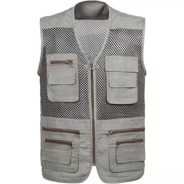 Flygo Men's Summer Mesh Fishing Vest Outdoor Photography Journalist Travel Vest with Pockets