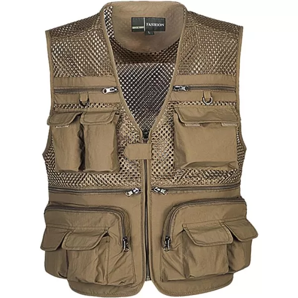 Flygo Men's Summer Mesh Fishing Vest Outdoor Photography Journalist Travel Vest with Pockets