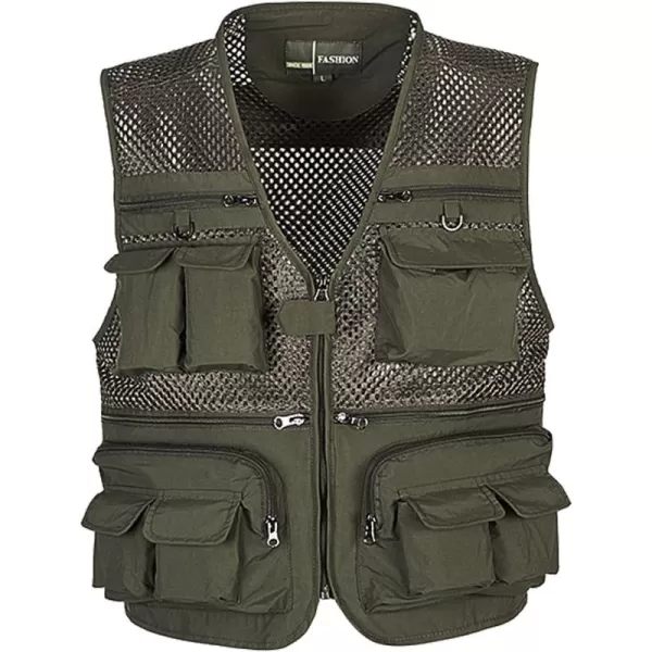 Flygo Men's Summer Mesh Fishing Vest Outdoor Photography Journalist Travel Vest with Pockets
