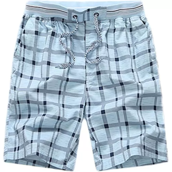Flygo Men's Surf Quick Dry Elastic Waist Plaid Swim Trunks